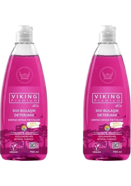 Viking Premium Sıvı Bulaşık Deterjanı Kırmızı Orman Meyveleri - 2li